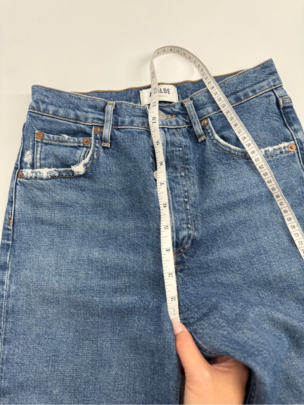 Agolde Riley High Rise Straight Crop Jeans Medium Wash Blue Womens Size 24 - Picture 12 of 13